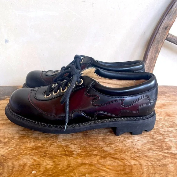 SOLD-JOHN FLUEVOG ANGELS FLAME Black Cordovan Leather Heavy Seventh Heaven Soles - Picture 5 of 14
